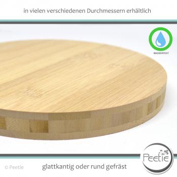 Peetie Holzdesign - 1x Holzscheibe Bambus Leimholz 18 mm naturbelassen,  unbehandelt glatt
