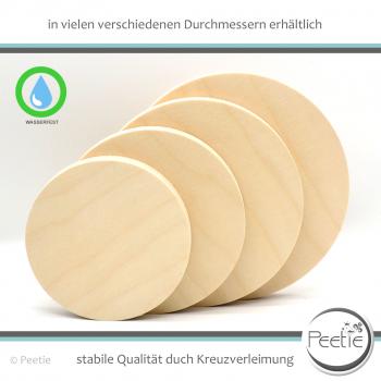Preview: 1x Holzscheibe Birke Multiplex 9 mm naturbelassen, unbehandelt glattkantig
