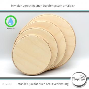 Preview: 1x Holzscheibe Birke Multiplex 18 mm naturbelassen, unbehandelt rund gefräst