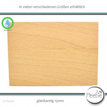 Preview: 1x Holzzuschnitt Buche Multiplex 15 mm naturbelassen, unbehandelt Holzplatte Tischplatte - glatte Kante