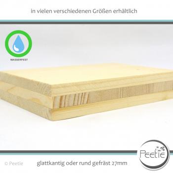 Preview: 1x Holzzuschnitt Fichte 3-Schichtplatten aus Fichte 27 mm naturbelassen, unbehandelt Holzplatte Tischplatte - glatte Kante