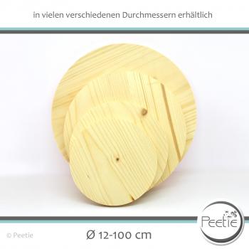 1x Holzscheibe Dreischichtplatte Holzrad rund Fichte 19 mm Tischplatte Scheibe - glatte Kante