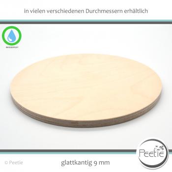 1x Holzscheibe Birke Multiplex 9 mm naturbelassen, unbehandelt glattkantig