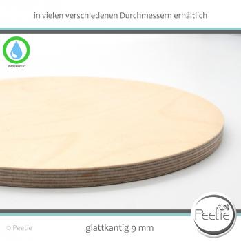 Preview: 1x Holzscheibe Birke Multiplex 9 mm naturbelassen, unbehandelt glattkantig