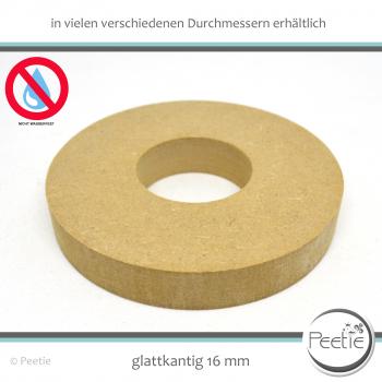 1x Holzring Holz-Ring MDF 16 mm naturbelassen, unbehandelt glattkantig