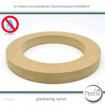 1x Holzring Holz-Ring MDF 19 mm naturbelassen, unbehandelt glattkantig