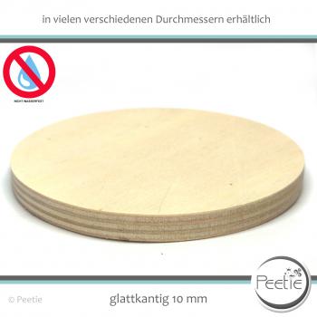 1x Holzscheibe Pappel Sperrholz 10 mm naturbelassen, unbehandelt glattkantig