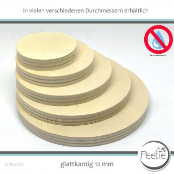 Preview: 1x Holzscheibe Pappel Sperrholz 12 mm naturbelassen, unbehandelt glattkantig
