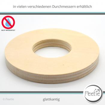 1x Holzring Holz-Ring Pappel Sperrholz 10 mm naturbelassen, unbehandelt glattkantig