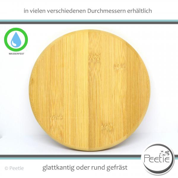 Peetie Holzdesign - 1x Holzscheibe Bambus Leimholz 18 mm naturbelassen,  unbehandelt rund gefrst