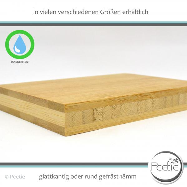 1x Holzzuschnitt Bambus Leimholz 18 mm naturbelassen, unbehandelt Holzplatte Tischplatte - glatte Kante