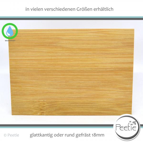 1x Holzzuschnitt Bambus Leimholz 18 mm naturbelassen, unbehandelt Holzplatte Tischplatte - glatte Kante