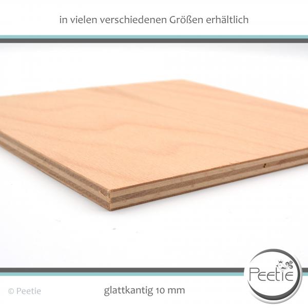 1x Holzzuschnitt Buche Sperrholz 10mm naturbelassen, unbehandelt Holzplatte Tischplatte - glatte Kante
