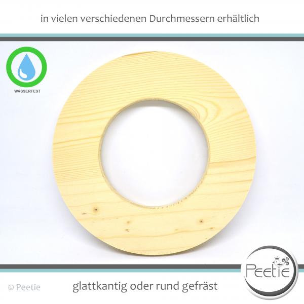 1x Holzring Dreischichtplatte Holzrad rund Fichte 19 mm Tischplatte Scheibe - glatte Kante