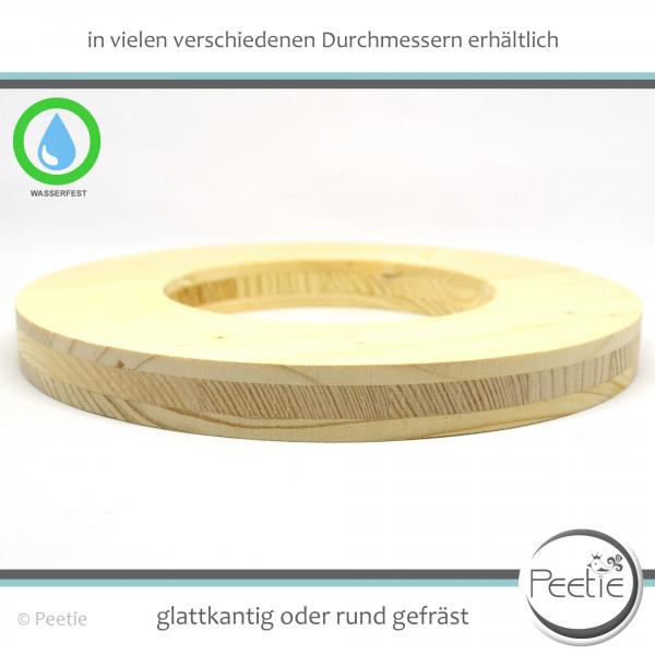 1x Holzring Dreischichtplatte Holzrad rund Fichte 19 mm Tischplatte Scheibe - glatte Kante